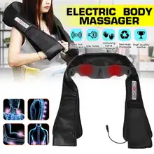 Искусственная кожа домашний Автомобиль u-образный Электрический шиацу на спине шеи плечо тела массажер инфракрасный Подогрев разминания массажер США/ЕС штекер