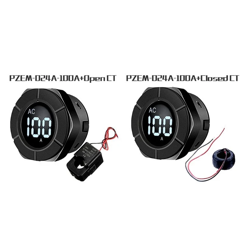 

1PC/5PCS Single Phase Ammeter Round LCD Digital AC 30-500V 100A Electric Amp Panel Meter Current Meter With Coil CT