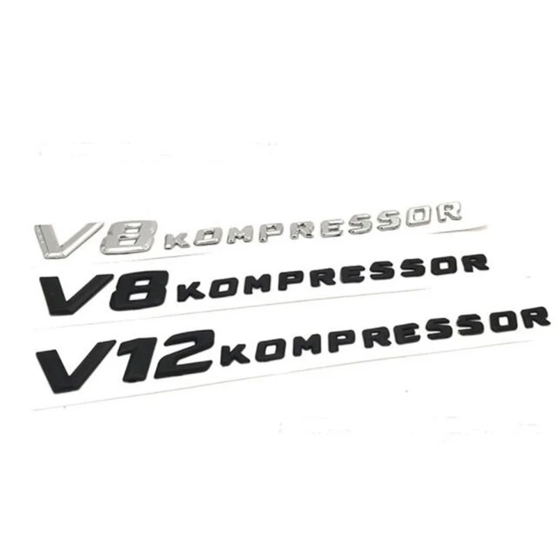 ABS 3D буквы эмблема V8 KOMPRESSOR V12 KOMPRESSOR для Mercedes Benz автомобильный Стайлинг боковое крыло логотип наклейка хром матовый черный