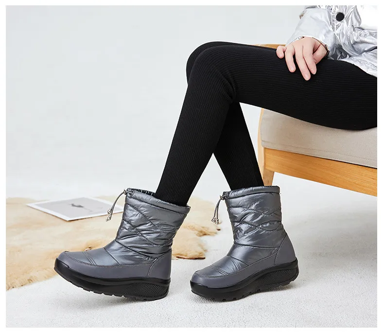 PINSEN New Women Winter Boots High Quality Comfortable Snow Boots Women Slip-on Keep Warm Ladies chunky Boots botas mujer