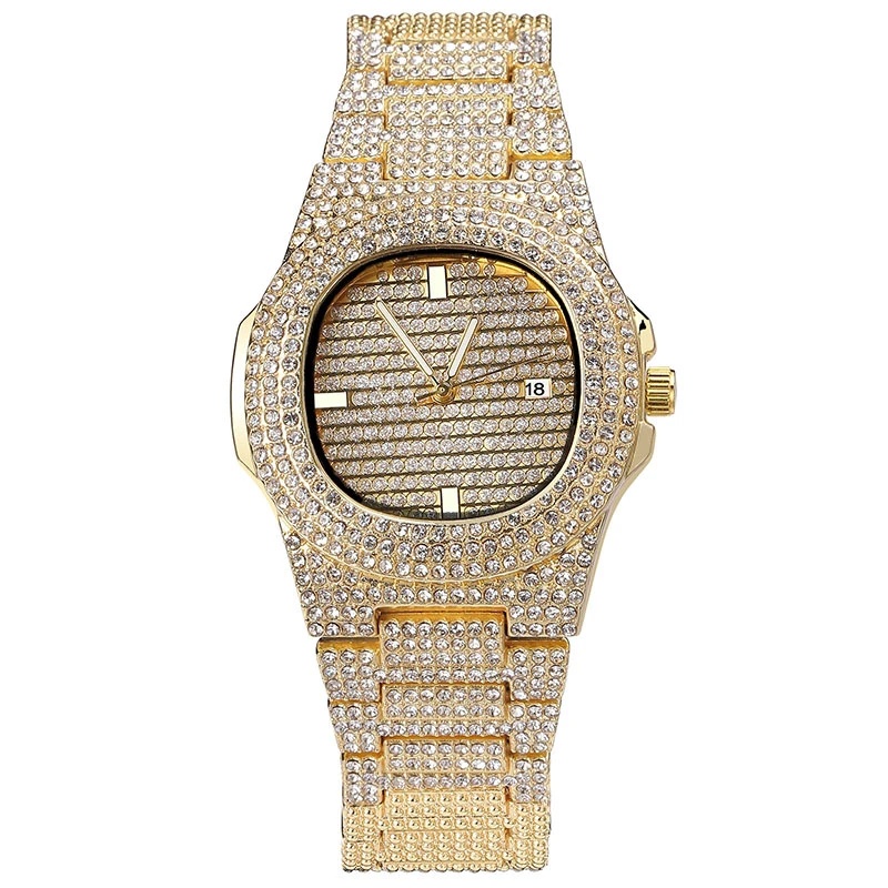 Роскошные Хип-хоп ювелирные изделия стильные часы браслеты мужские хип-хоп цепи браслеты ледяные часы подарок для мужчин