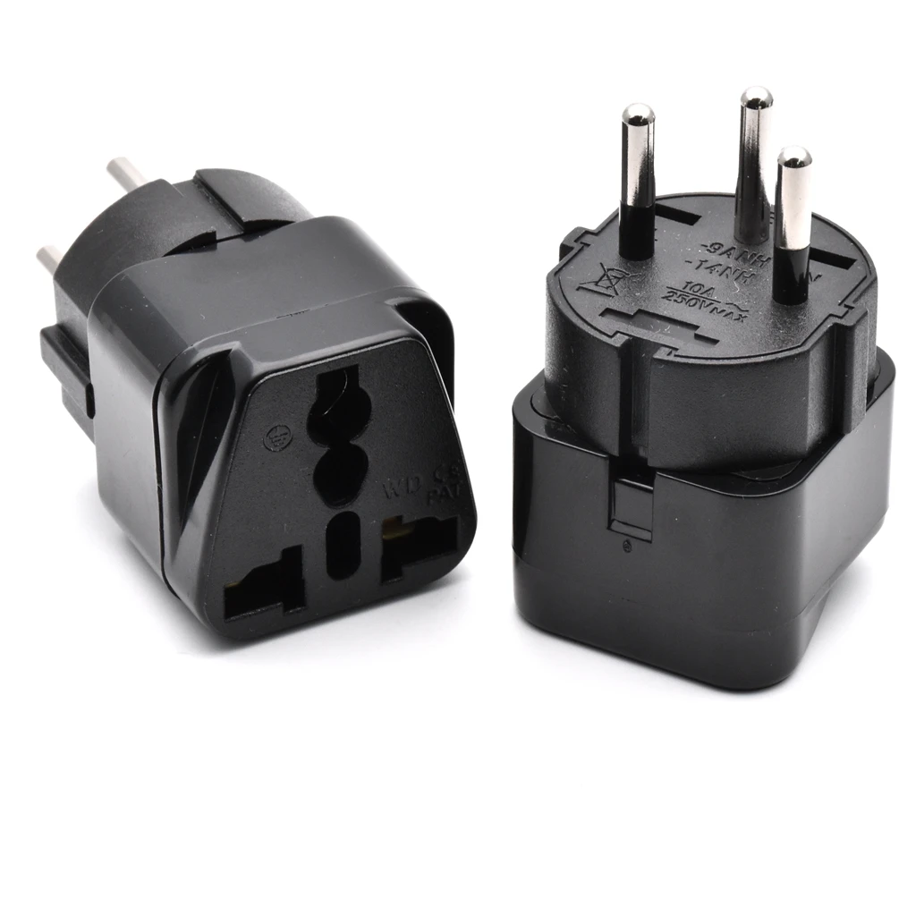 Universal Black Copper 10A 250V EU US UK AU Japan Swiss Germany France To Israel Egypt Pakistan Adapter Plug Type H | Обустройство