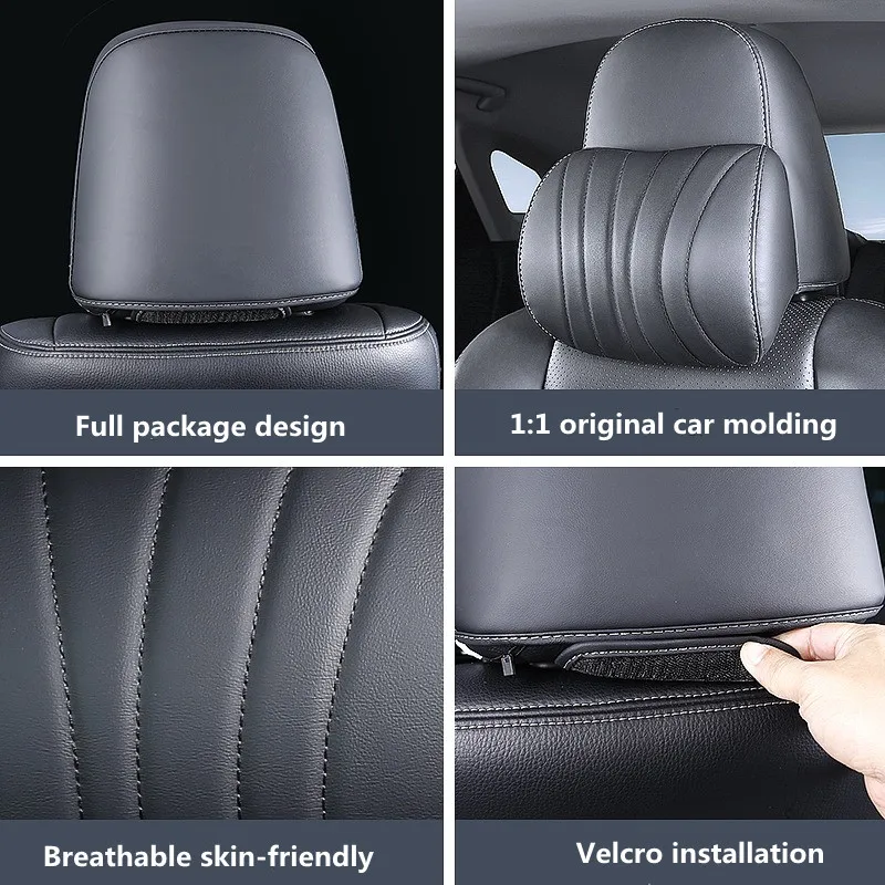 Lunda Luxury Car Neck Pillow Car Travel Neck Rest Pillows Seat Cushion Support Napa Leather for Mercedes Benz S-Class headrest