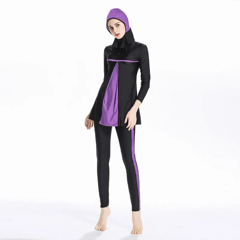 TaoBo трехкомпонентный купальник Burkini цветные полоски мусульманские