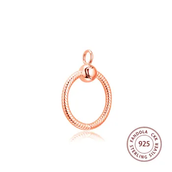 

100% Real 925 Sterling Silver Pendants Women Rose Moments Medium O Pendant Necklaces Original Jewelry collares Without Chain
