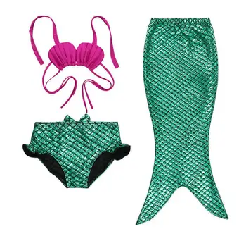 Fancy Cosplay Costume 3pcs Girl Child Birthday Holiday Gift Mermaid Tail Swimming Bikini Set Swimsuit