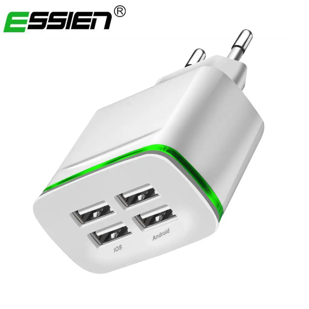 

Essien 4 Ports USB Charger Portable Fast Charging Travel Adapter For iPhone X 7 Samsung S10 A50 Xiaomi Note 7 Pro Phone Charger