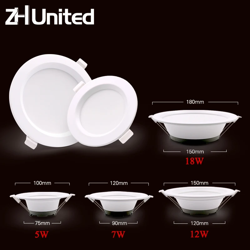 

6pcs/12pcs LED downlight ceiling light AC 220V 5W 7W 12W 18W Lamp Recessed warm white / cool white Bulb Bedroom Kitchen indoor