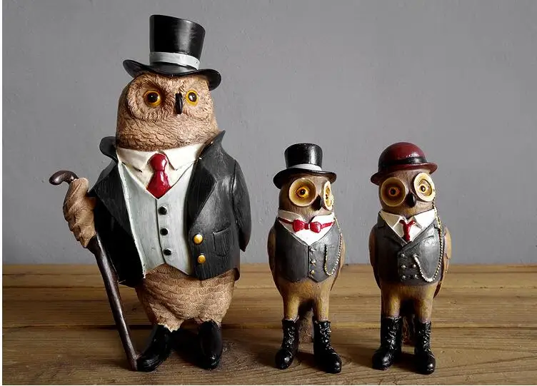 American Resin Gentleman Deer Fox Owl Ornaments Home Livingroom Furnishings Crafts Clothing Store Cafe Club Figurines Decoration
