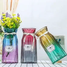 Современная стеклянная и Хрустальная настольная ваза, стеклянная ваза для свадебного украшения, домашний декор с шелком в пасторальном стиле