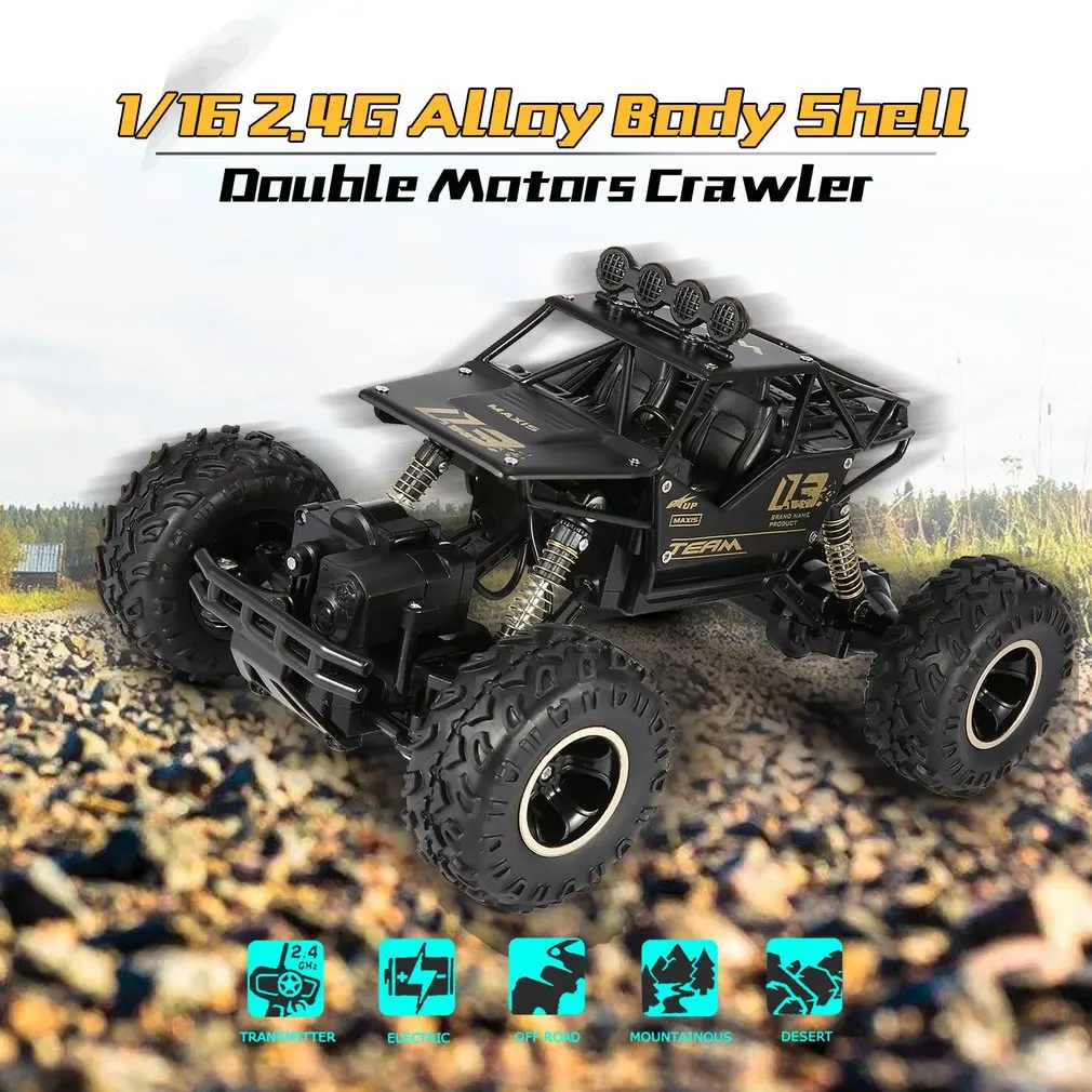 Горячая 1/16 2,4 GHz корпус из сплава Rock Crawler 4WD двойные моторы внедорожный Радиоуправляемый автомобиль с дистанционным управлением Багги Bigfoot скалолазание