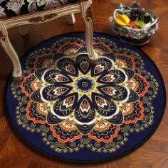 Diameter 120CM Национальный и классический стиль Мандала Круглый Пол Ковер Европейская классическая подвесная корзина украшение медитационная йога коврик Dia120cm - Цвет: Diameter 120CM