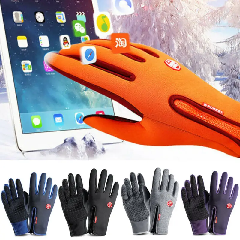 

Men Women Winter Touch Screen Windproof Waterproof Outdoor Sport Driving Gloves Warm Riding All-finger Plus Velvet Black Gloves