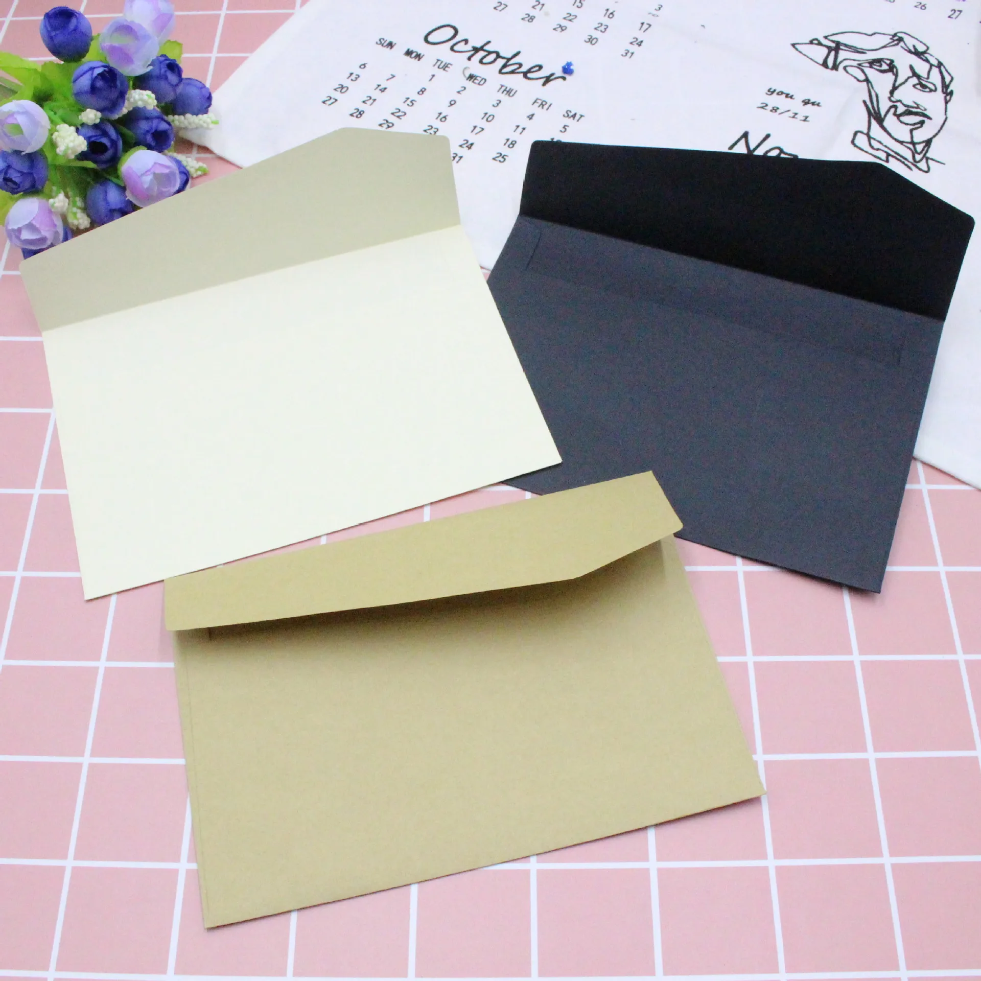 10PC Classical White Black Kraft Blank Mini Paper Window Envelopes Wedding Invitation Envelope Gift Envelope 10pc lot 9 8x7 8cm vintage envelopes classic van gogh oil painting and plant artistic envelopes for letters wedding invitation