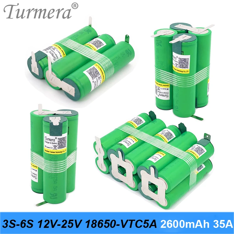 Аккумулятор Turmera 3S 12 В 4S 16 8 в 5S 21 6S 25 VTC5A US18650VTC5A 2600 мА/ч для отвертки 18 | Электроника