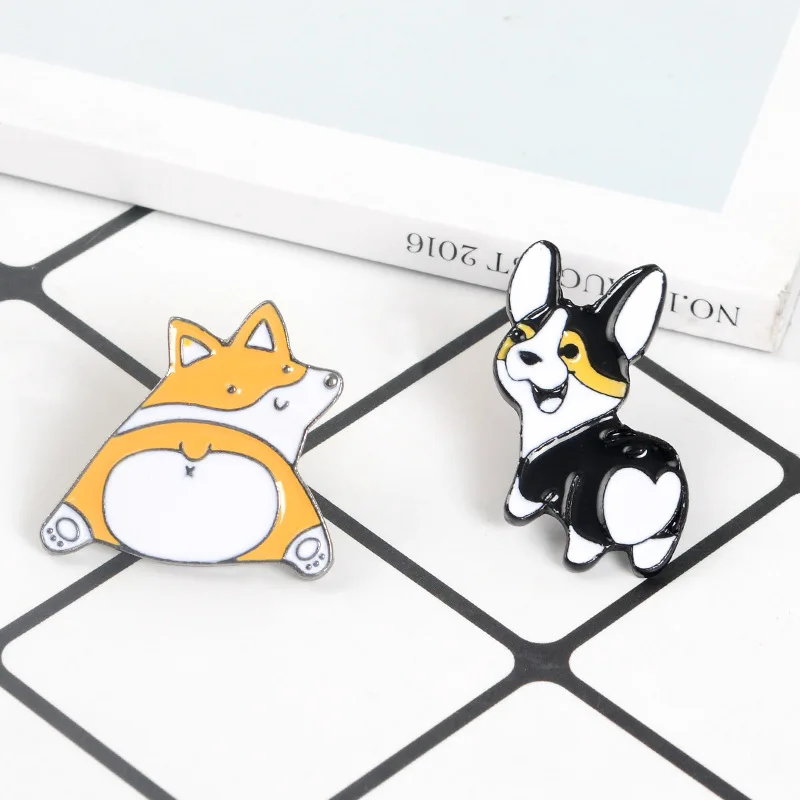 

2020 Animal Corgi Butt Enamel brooch Cute Dogs button Badge pin shirt Jewelry Gift for Corgi fans Kid friend Cartoon Dog Brooch