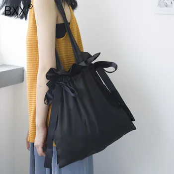 

[BXX] 2020 Summer Woman New Solid Color Pleated Bags Smooth Satin Surface Single Shoulder Bag Female Drawstring Bag LI618