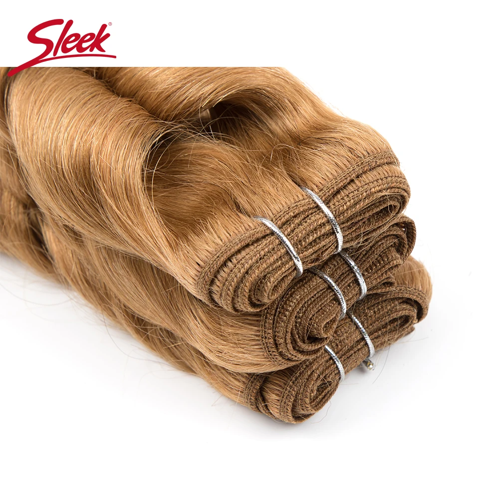 Sleek Double Drawn Loose Wave Blonde #27 33# Brown 4# Color Short Brazilian Bundles With Clocure Cheap Remy Human Hair 158 Grams