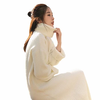 

Rlyaeiz Autumn Women Long Sweater Turtleneck Pullover 2019 New Winter Long Sleeve Slim Knitted Pullovers Female Solid Sweaters