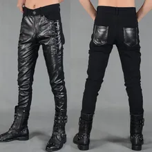 Новые корейские мужские кожаные штаны из искусственной кожи, мужские тонкие кожаные штаны