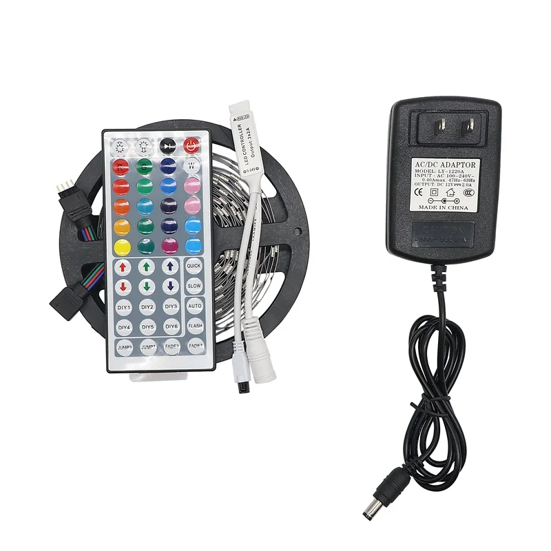 

SZYOUMY RGB LED Strip Light 5050 5M IP20 LED Light RGB Leds Tape Led Ribbon Flexible Mini IR Controller DC12V Adapter Set