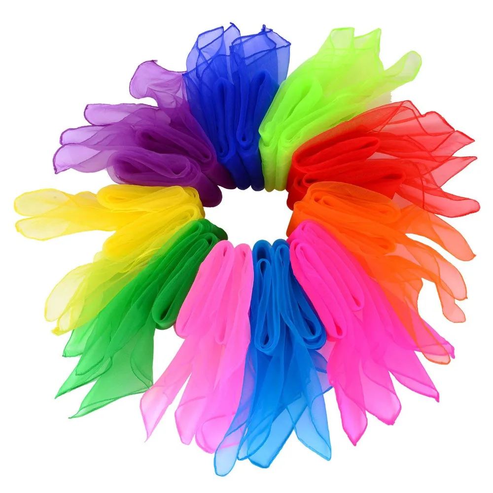 SZanbana-20-Pieces-Dance-Scarves-Juggling-Scarves-Magic-Scarves-Rhythm-Band-Scarves-Multicolor-Square-24-by