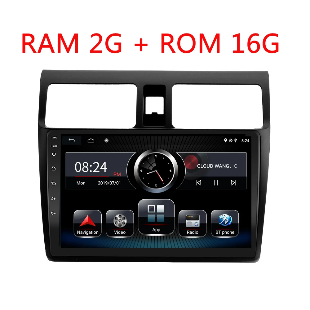2G ram Android 9,0 автомобильный DVD мультимедийный плеер 10," для suzuki swift 2005 2006 2007 2008 2009 2010 автомобильный Радио gps навигация - Цвет: 2G-16G