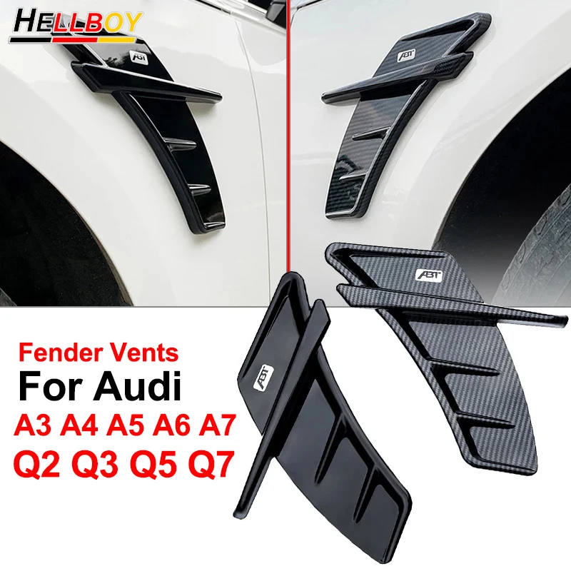 ABS Car Sticker For Audi A6 S6 C6 C5 A3 S3 8V 8P A4 S4 B8 B6 B7 B9 Q5 A5 S5 Q3 Q7 Q2 ABT Side Air Fender Vents Auto Accessories |
