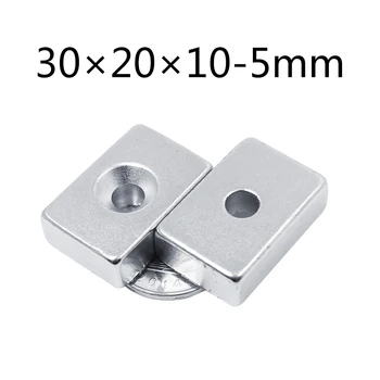 

3/6/10 pcs Super Strong Block Cuboid Neodymium Magnets 30x20x10 mm Countersunk Hole 5mm Rare Earth30*20*10 -5 mm