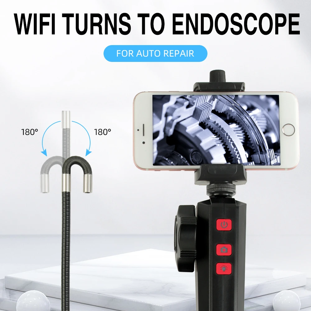 portable cctv camera HD 1080P 6MM/8MM 180 Degree Steering Industrial Borescope Endoscope Camera Car Inspection Camera With 6LED For Iphone Android 1M wireless camera system