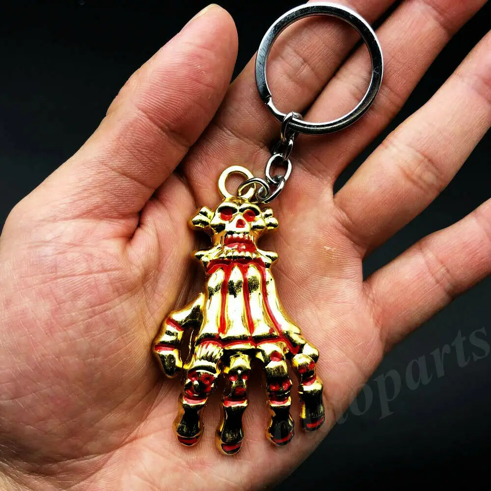 

3D Metal Golden Skull Evil Head Hand Keyring Keychain Key Chain Ring