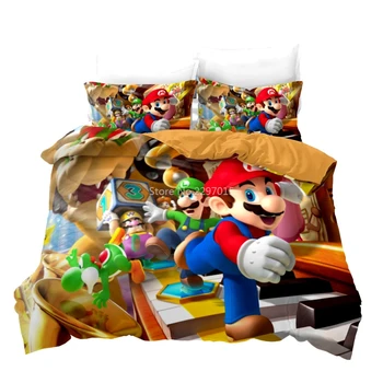 

New Products Mario Odyssey Cartoon Pattern Duvet Cover Set with Pillowcase Home Textile Digital Printing Comforter Bedding Sets