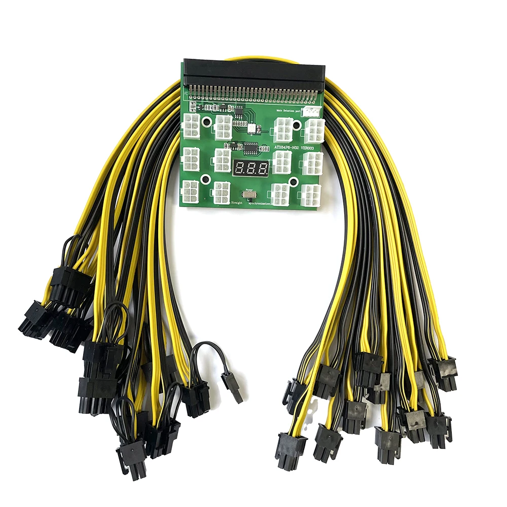 

Плата блокировки модуля питания + 12 шт. 18AWG от 6 контактов до 8 контактов, кабель питания, Стандартный блок питания, графический процессор для майнинга