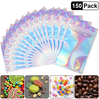 

150 Pcs Resealable Smell Proof Bags Foil Mylar Zipper Closure Bags Food Storage Bags Pouch 3.0x4.7 Inch