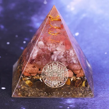 

REIKI Orgonite Pyramid Ariel Maripura/Sahasrara Chakra Love Crystal Bring Lucky Stone Resin Pyramid Crafts Ornaments