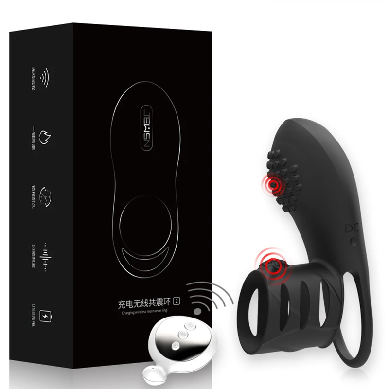 Vibrating Penis Ring Double Remote Control Cock Rings Vibrators Delay Premature Ejaculation Lock Sex Toys for Male Masturbator