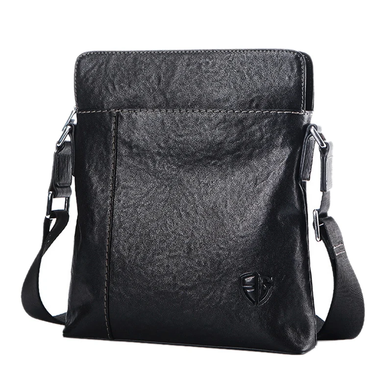 

ABDB-FEGER Genuine Leather Men's Shoulder Bag Business Briefcase Messenger Bags Vertical Leisure Shoulder Bag Crossbody Bags