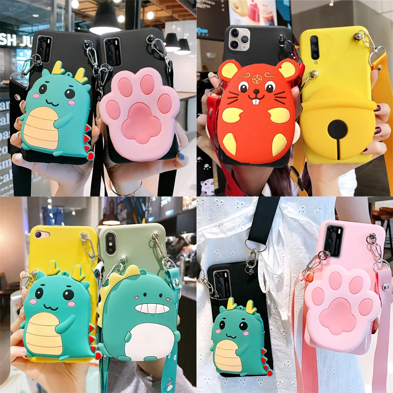 Мультяшный 3D мышь монетница кошелек сумки для Huawei Y5 Prime 2019 2018 Y3 2017 P10 Plus P9 Lite мини