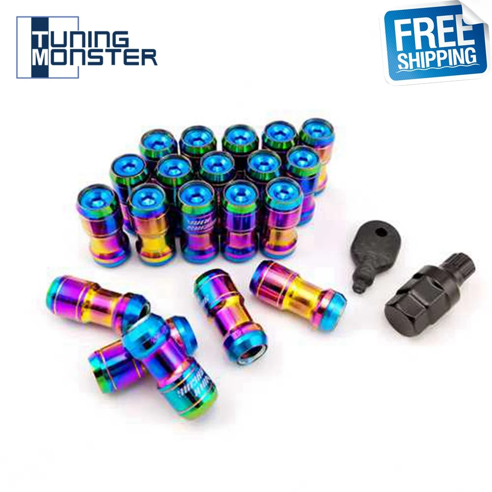 M12x1.5 Neo Chrome Two-in-one Composite Steel Wheel Nuts Wheel Rims Lug Nuts