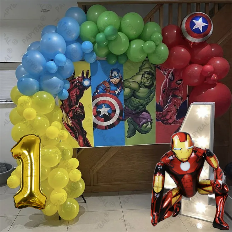 Ballons numérotés en aluminium Marvel pour enfants, décoration de fête d' anniversaire, thème spidSuffolk MEDK, jouet de fête, 1 an, 2 ans, 3 ans, 4  ans, 9 pièces - AliExpress