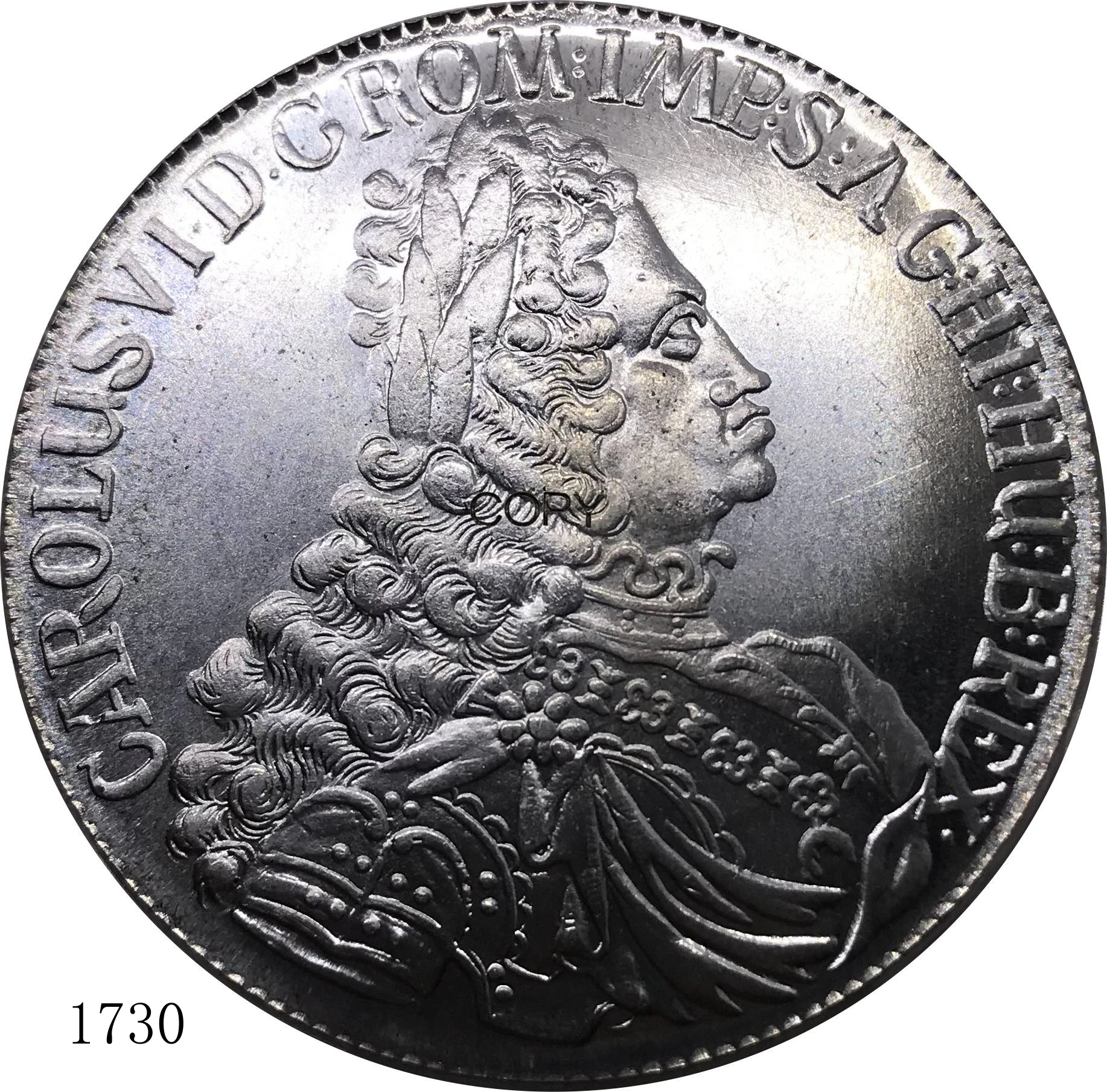 

1730 Coin Austria Charles VI Holy Roman Emperor 1 Thaler Metal Cupronickel Plated Silver Carved Casting Replica Souvenir Coins