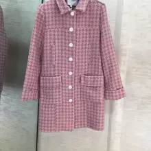 106380 Новое Женское зимнее розовое теплое длинное пальто из полиэстера