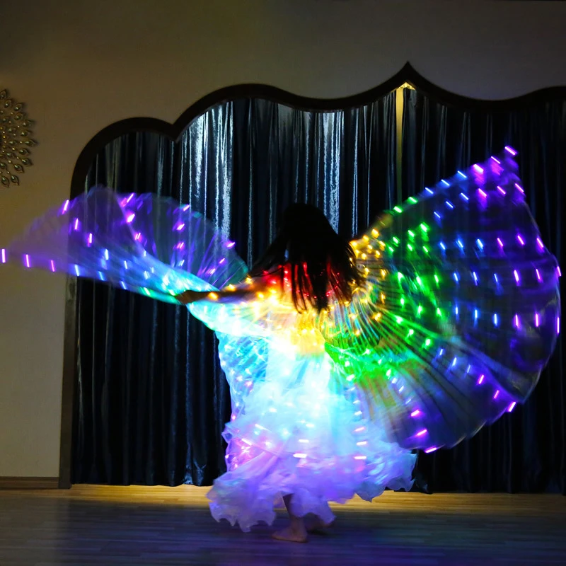 Ruoru Rainbow Color Alas Angle Led Wings Adult Led Costume Circus Led Light Luminous Costumes Party Show Isis Wings Dancewear