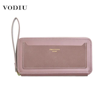 

Patchwork Leather Women Wallet Long Fashion Zipper Purse Card Holder Phone Wallets Lady Clutch Large Capacity Brand Coin Purses