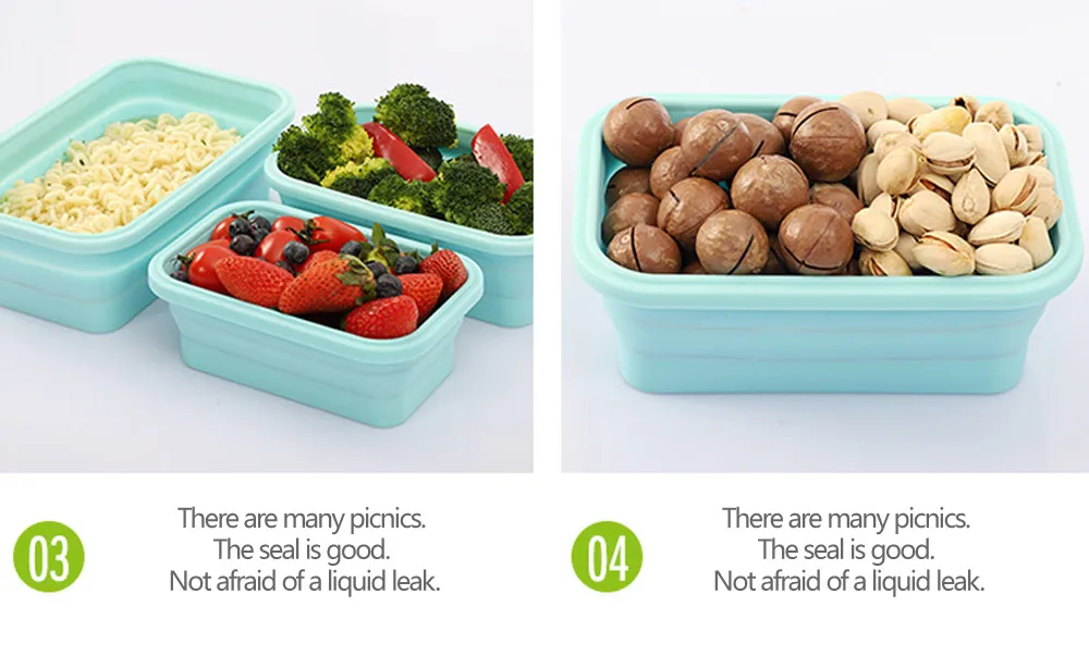 4 шт Силиконовые Складные Bento Box Складной Портативный Ланч-бокс для микроволновой еды столовая посуда контейнер для продуктов миска для детей и взрослых