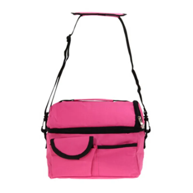 rose pink 2 Layers Insulated Cooler Bag Thermal Lunch Box Picnic Food Storage Tote Bag Wholesale Bulk Lot Accessory Supply Product - Цвет: rose pink