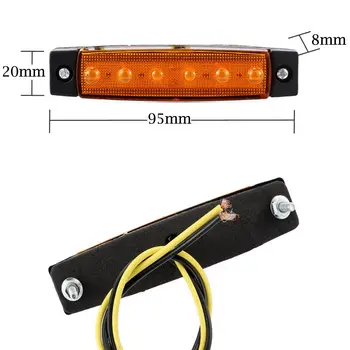 

1x 6LED Bus Boat Truck Trailer Side Marker Tail Light Lamp 12V Yellow Waterproof