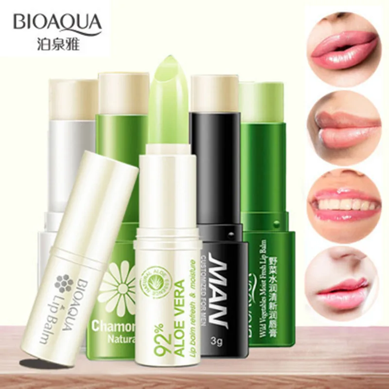 

Bioaqua Natural plant Aloe Lip Balm Hydrates Honey Dry Crack Moisturizes Baby Men's Colorless Lip Balm lips Skin Care Products