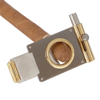 

COHIBA Cigar Cutter Metal Cool Gadgets Pocket Tobacco Cutting Built-in Sharp Cigars Punch Portable Cigar Accessories W/ Gift Box