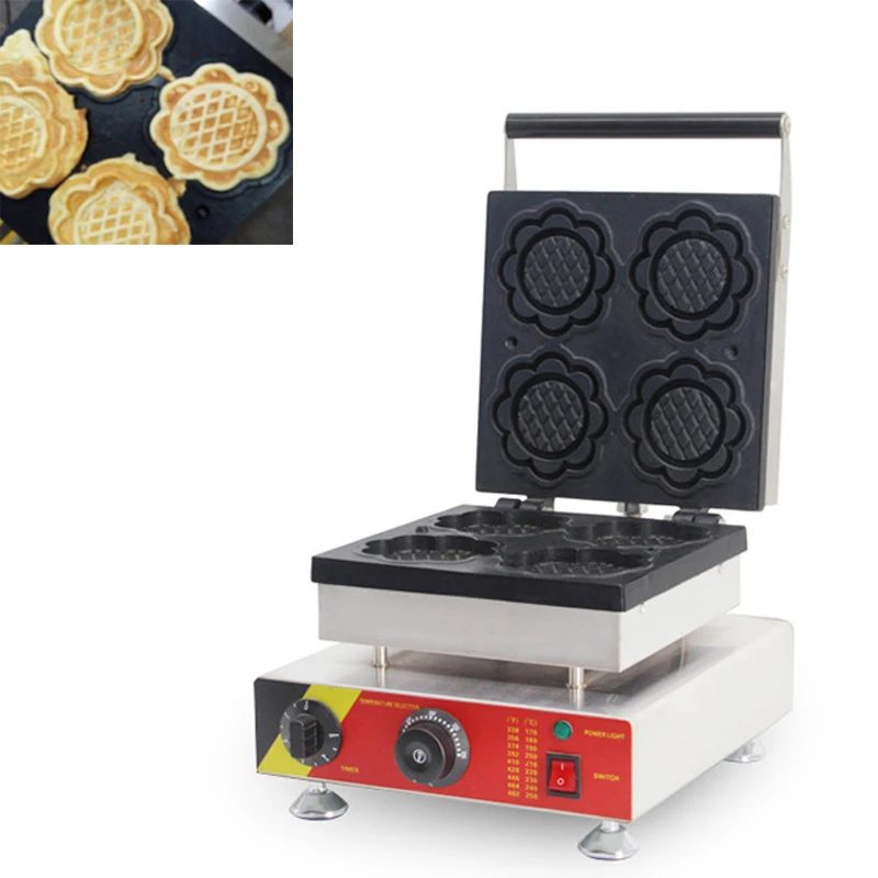

Commercial Electric 4PCS Belgian Sunflower Shape Waffle Maker Waffle Iron Machine 110v 220v CE